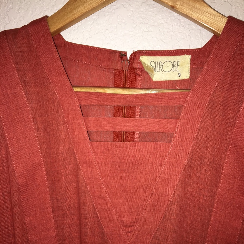 Vintage 1950s Cotton Dress Rust SZ: Small - Picture 5 of 14